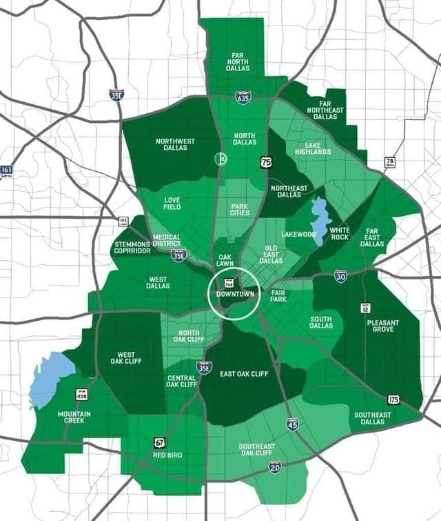 Mapa dos bairros de Dallas