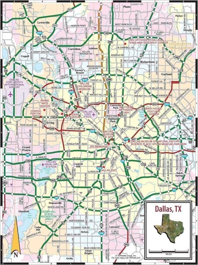 Mapa das estradas de Dallas