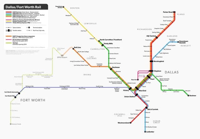 Mapa da estação de metrô de Dallas