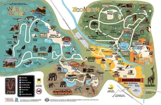 Mapa do Parque Zoológico de Dallas